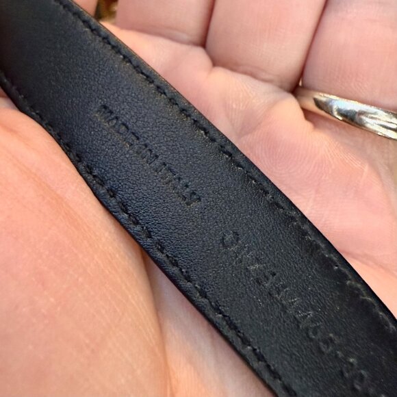 Saint Laurent Black Leather YSL Monogram Cassandre Thin Belt - Picture 9 of 13